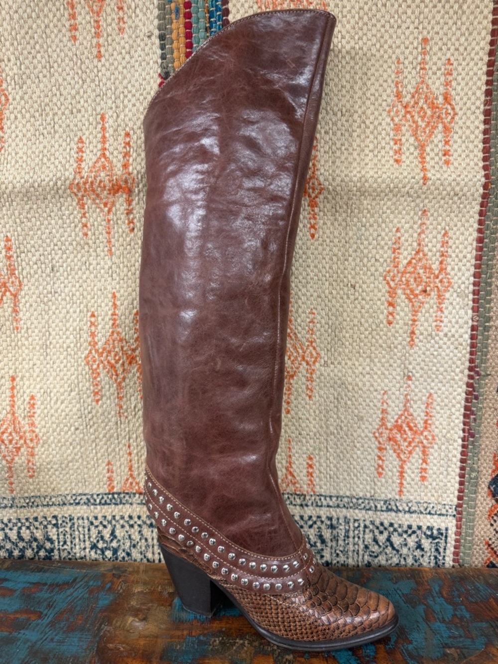 Amputee. One Right Boot only! EL Vaquero Trix Combo Python Print leather.